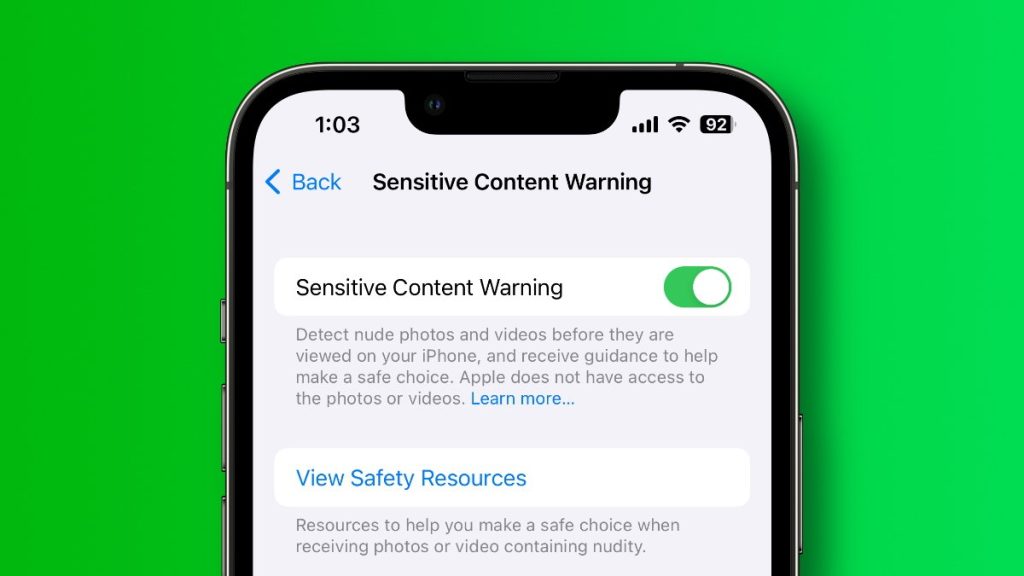how to enable use sensitive content warning in ios 17